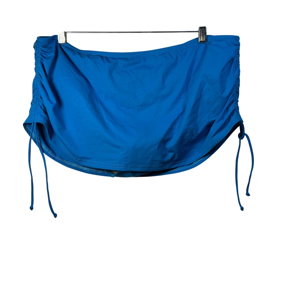 Lands' End Blue Ruched Adjustable Side Tie Swim Skirt with Brief Plus Size‎ 18